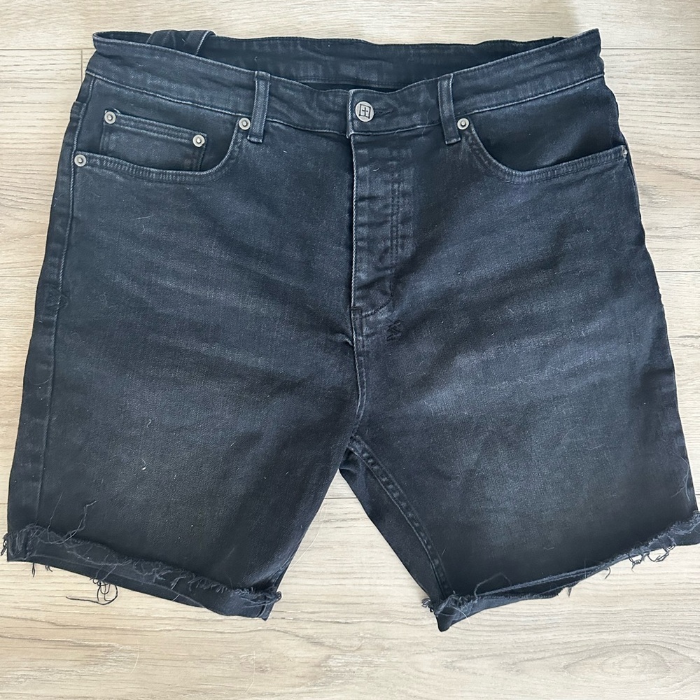 Ksubi Men's Dark Denim Cutoff Distressed Shorts